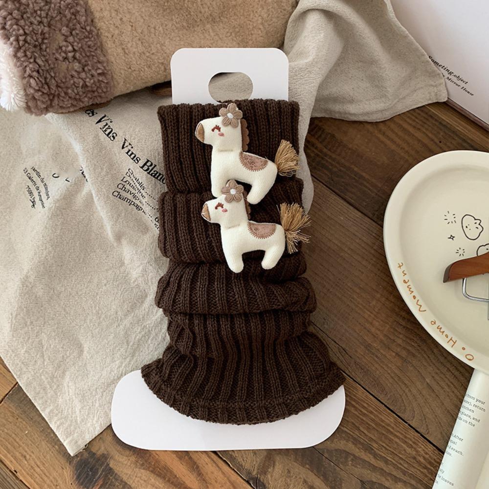 Y2K Horse Doll Leg Warmers Sweet Women's Stockings Rabbit Knit Bear Bow Leggings  Autumn