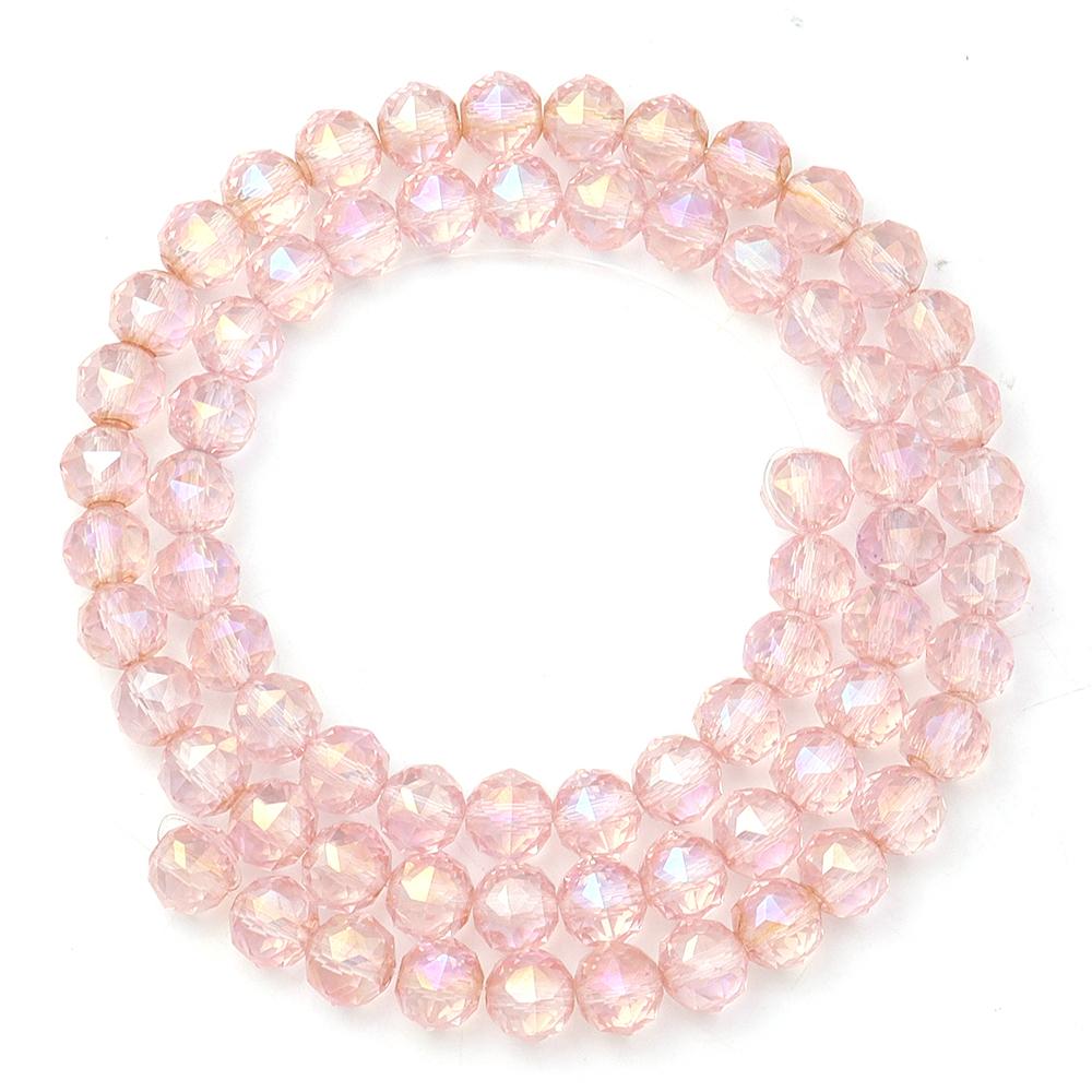 1 Strand 8mm Faceted Crystal Beads Transparent Colored Loose Spacer Round Glass Beads DIY Earrings Bracelet Jewelry Accessories
