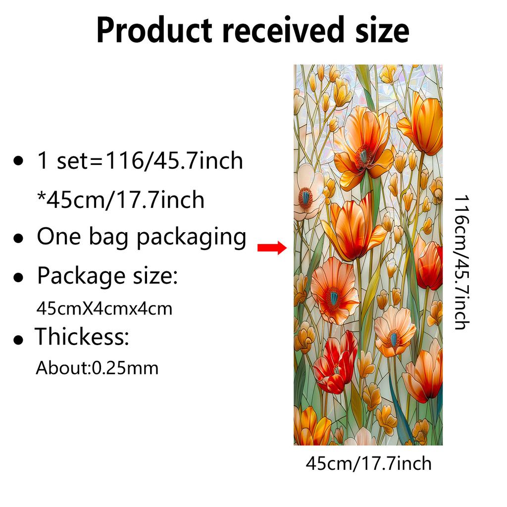 Europeisk Retro Stil Vindusfilm PVC Elektrostatisk Glassklistremerker Farget Vindusfilm Statisk Heftende Frostet Glassfilm