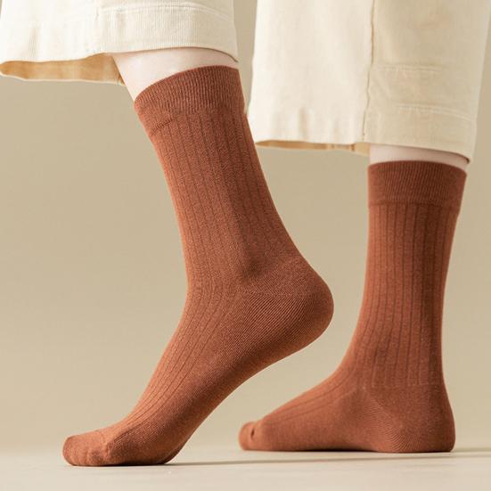 Women Mid-calf Socks High Elastic Breathable Socks Sweat-absorbent Stockings Soft Solid Color Bootie Socks Thick Warm Socks for Fall Winter