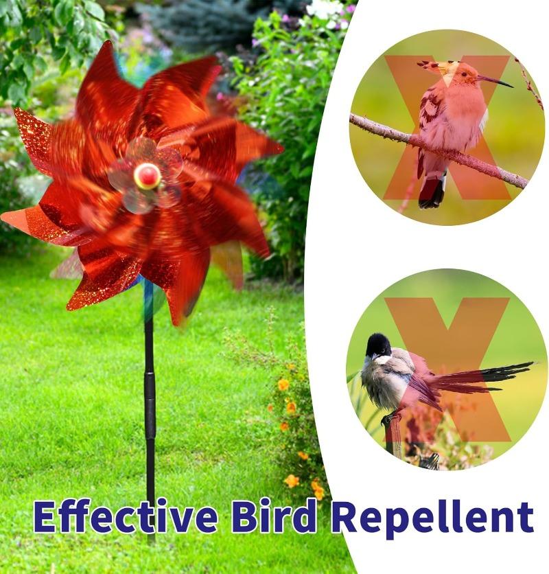 Colorful Bird Repellents Windmill Outdoor Wind Spinners for Yard Garden Lawn Laser Sparkly Reflective Pin Wheels Bird Repeller