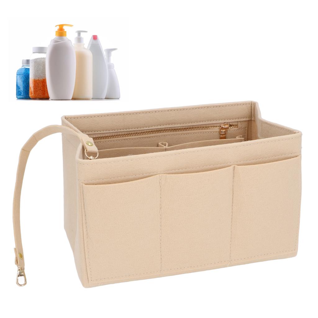 Filz-Organizer-Einsatz, Khaki, große Kapazität, Kosmetikaufbewahrung, Handtaschen-Einsatz, Trennwand