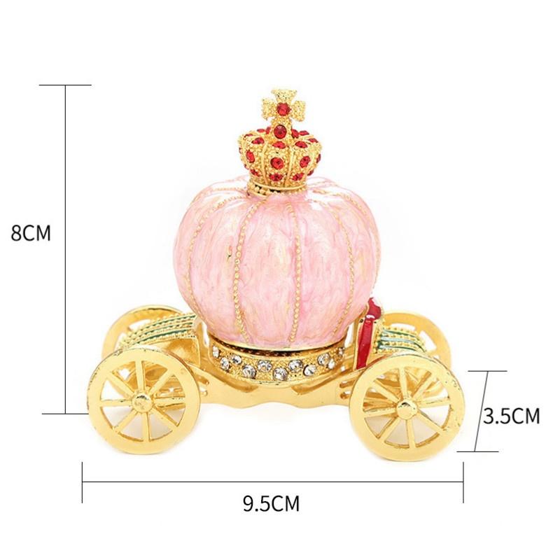1Pc Hand Painted Enameled Pumpkin Carriage Jewelry Box Decorative Trinket Box Unique Easter Gift Decor