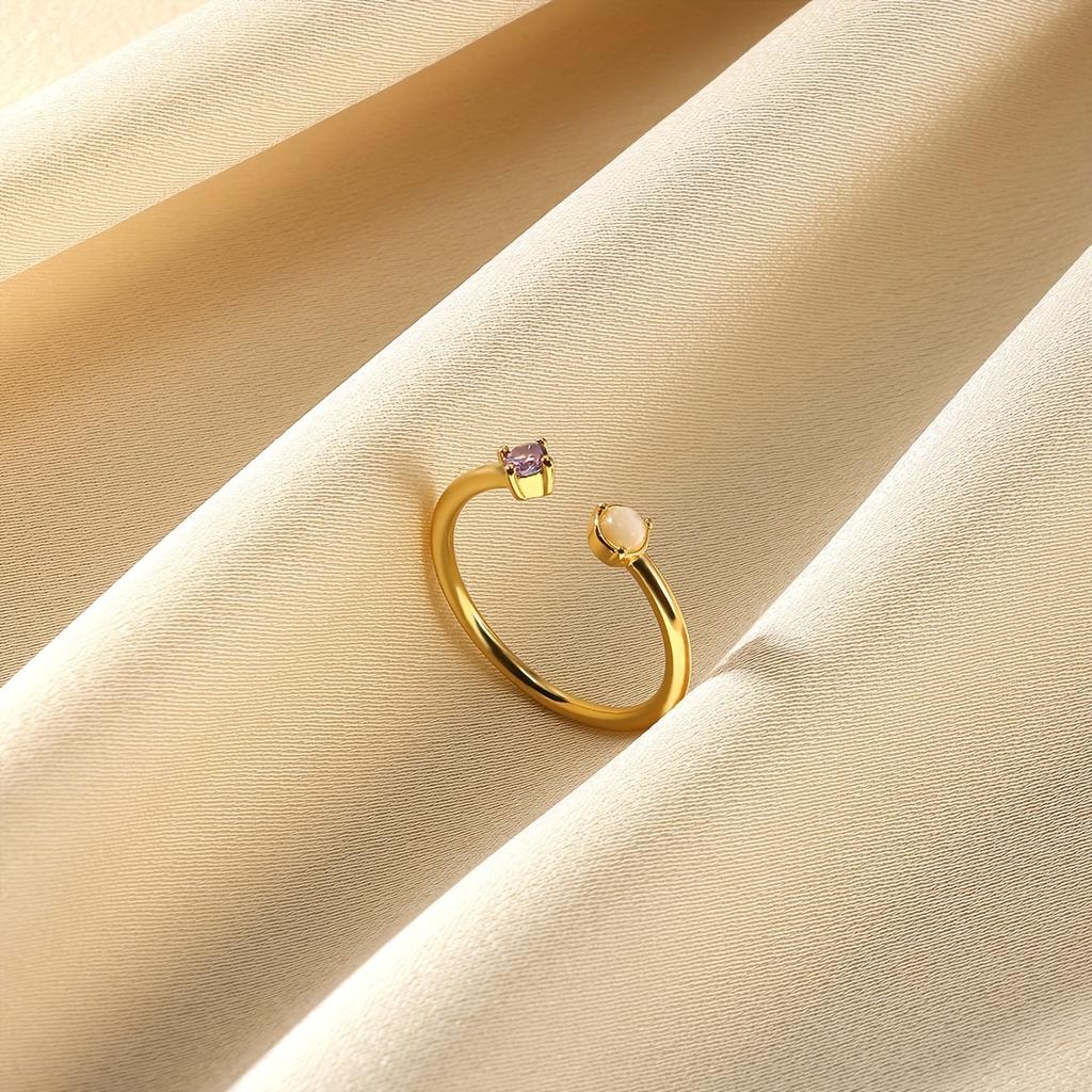 Fashion Colorful Cubic Zirconia Opening Rings For Women Girls Birthday Gold Color Jewelry Anillos Romantic Dainty Gift Bijoux