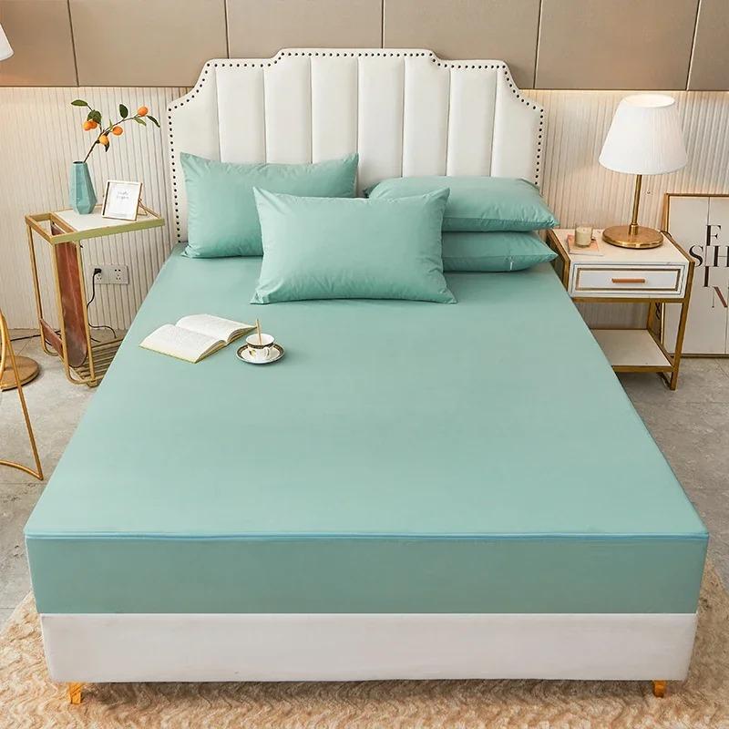 New Enclosed Waterproof Home Mattress Cover Soft Breathable Bed Cover for Single or Double Bed