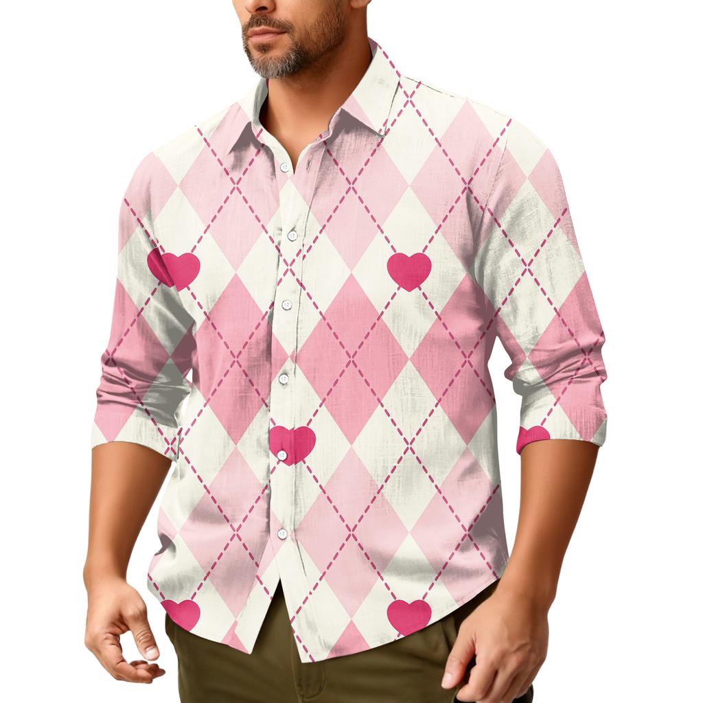 Men'S Casual Loose Fitting Long Sleeved Shirt Fashionable Lapel Shirt Top