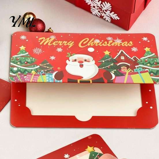 Holiday Money Gift Box Christmas Cash Envelopes, 6 Slots Foldable Holder, DIY Envelope Card Booklet for Xmas Parties, Family Gatherings Greeting