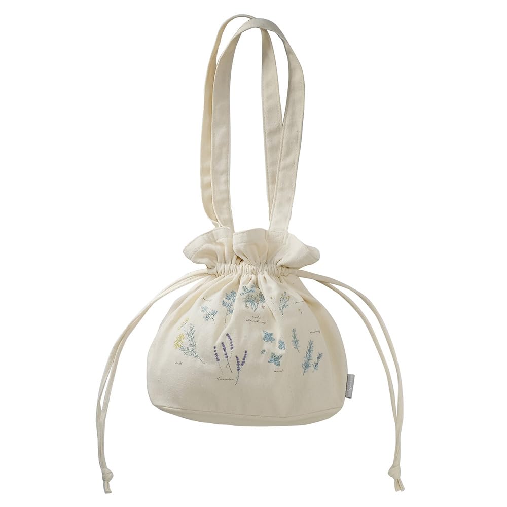 

Kei Embroidered Drawstring Tote Bag, Herb, 380 x 130 x 260 (550) Hmm, IT008-15