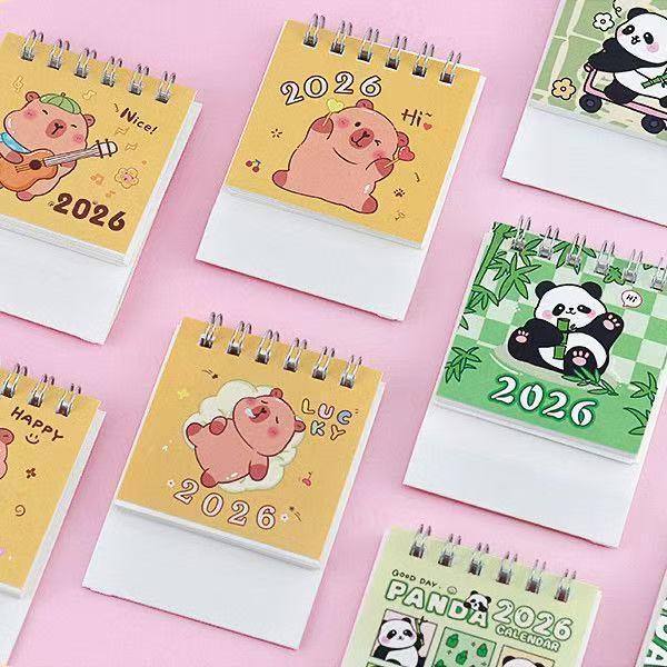 2026 Capybara Cartoon Desk Calendar - Creative Mini Ornament Gift for Children and Students