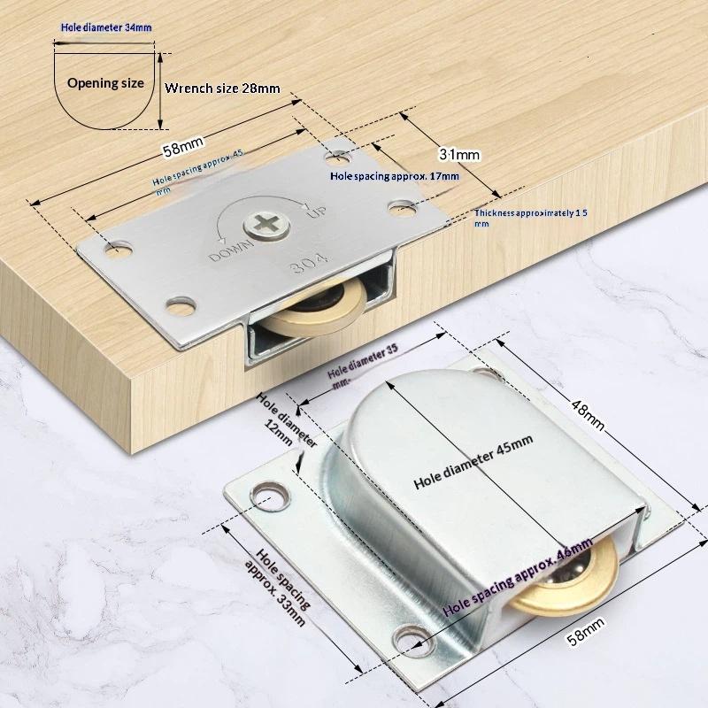 Sliding Door Wheels Pulley Rollers Stainless Steel Furniture Hardware Wardrobe Sliding Door Adjustable Wheels