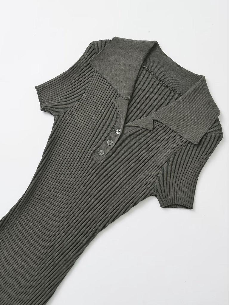 ZARZ Women's Classic Ribbed Knit Long Dress - European & American Style