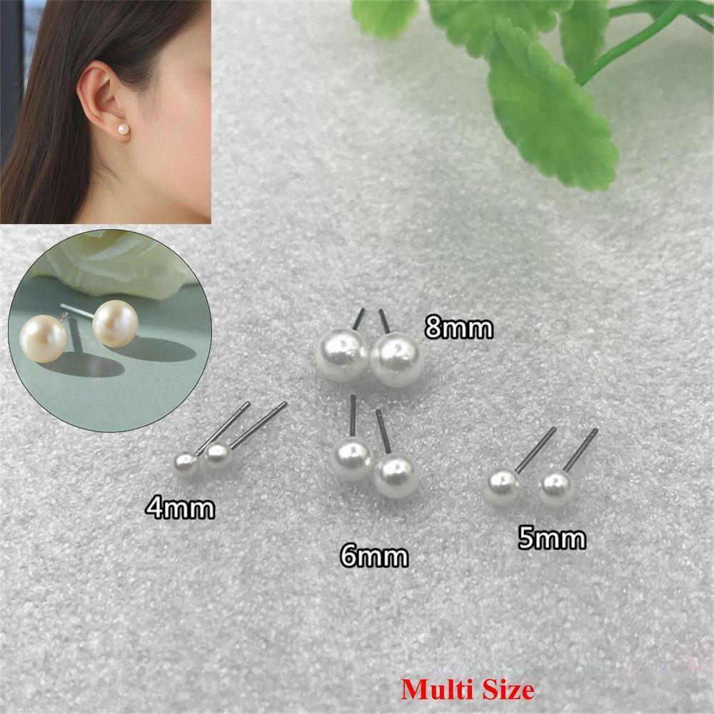 Elegant Pearl Earrings 4mm 5mm 6mm 8mm 10mm 12mm Ear Stud Round Ball Earrings  Wedding Engagement