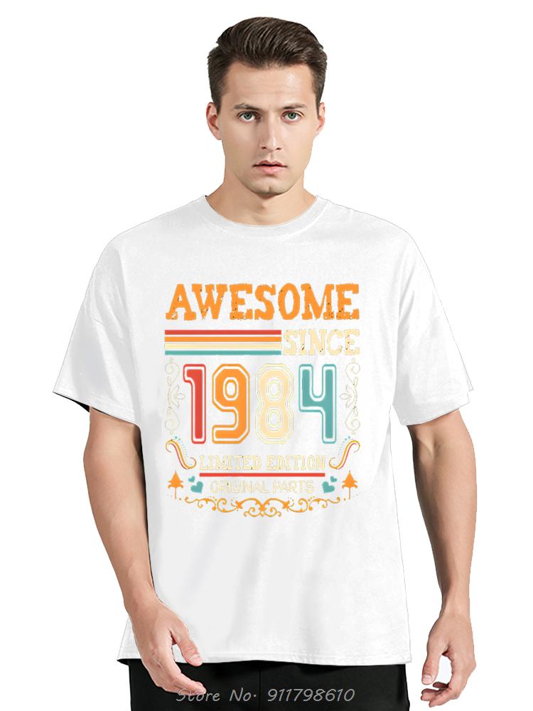 Vintage 1984 Birthday Cotton T Shirt for Oversized Short Sleeve Clothing Retro T-shirt Born In 1984 Clothes for Men Tops Tee