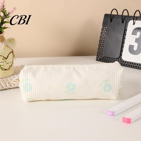 Girls Pencil Case Cute Floral Case, Mini Cotton Pouch for Pens Pencils Erasers, Lightweight Zipper Storage Bag Students, Kawaii Stationery Organizer
