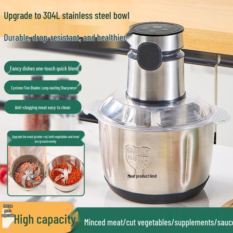 Stainless Steel Touch Screen Electric Meat Grinder & Food Processor