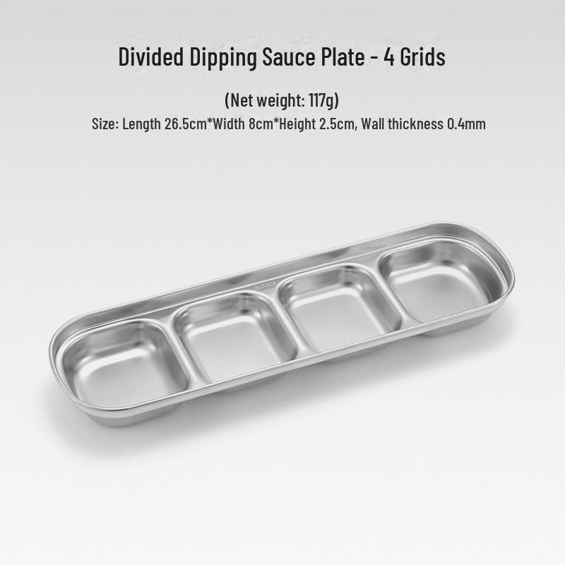 304 Stainless Steel Outdoor Divided Sauce & Seasoning Dish - Dual & Triple Grid for Camping