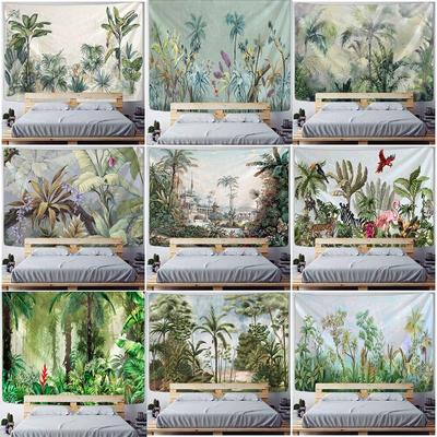 Tapisserie murale suspendue en forme de palmier, feuilles tropicales, motif Floral, tapisserie murale de plage, fond Animal, tapisserie murale en tissu