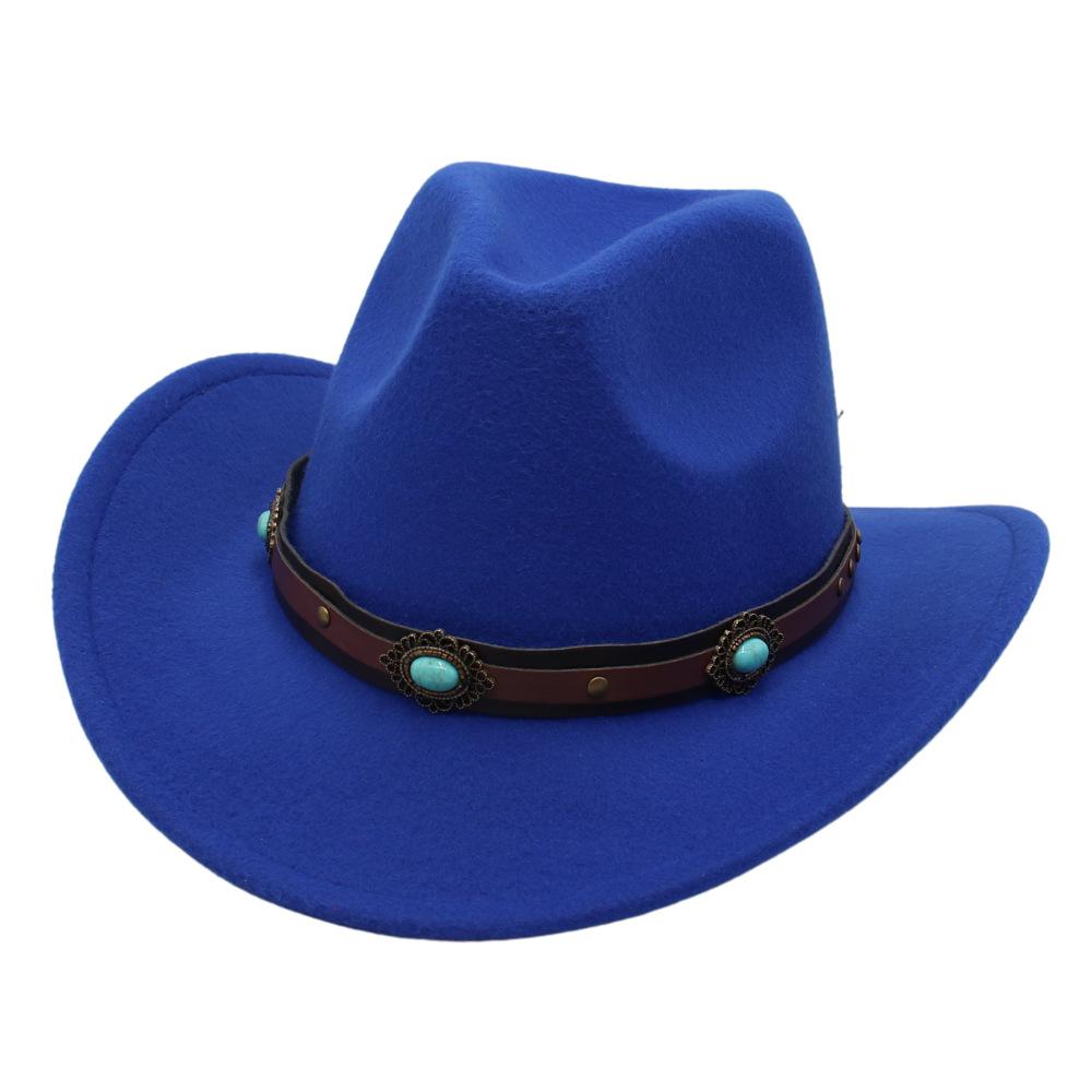 Western Cowboy Hat New Tibetan Ethnic Woolen Jazz Hat Grassland Outdoor Sunshade Top Hat