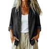 Damen Casual Langarm Denim Hemd mit Stehkragen Lockerer Schnitt