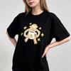 100 Cotton Unisex Round Neck T Shirt Cute Hand Drawn Monkey Hold Cup With Yellow Stars Print Short Sleeve Loose Casual Tee
