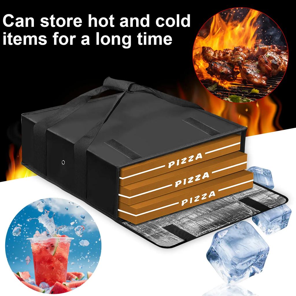 Pizza Food Delivery Bag with Hand Straps Waterproof Pizza Carrier Portable Insulated Bags Large Insulated Delivery Bag for Food