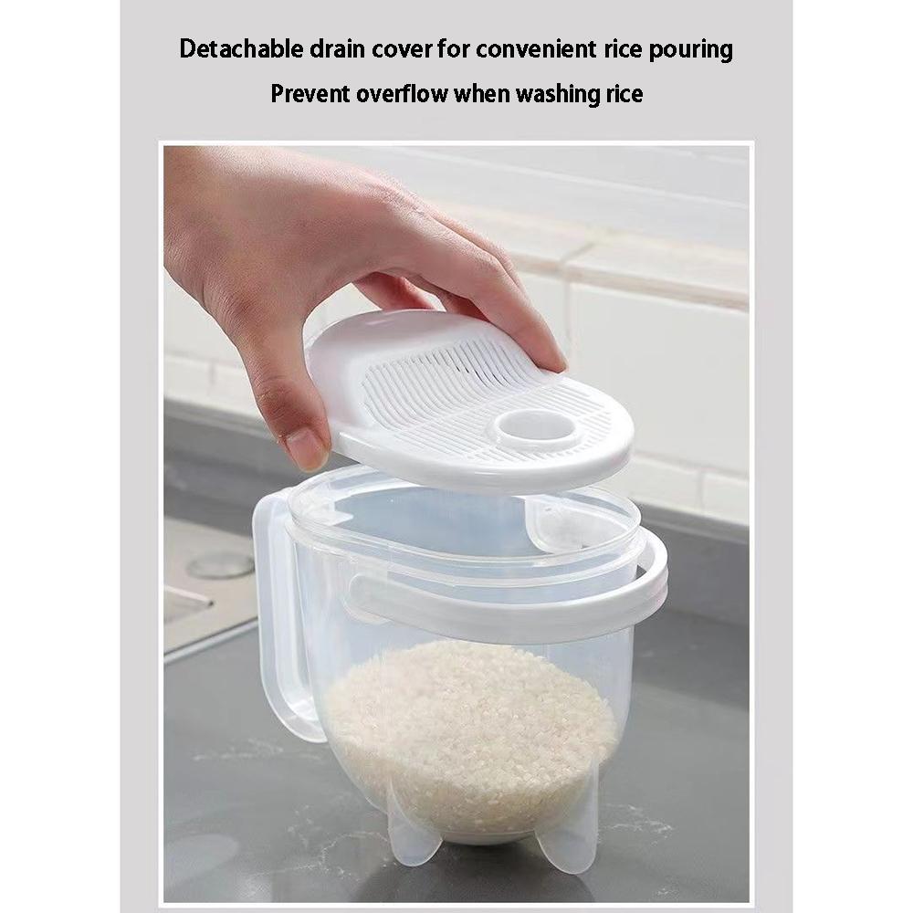 Rice Strainer with Handle  Rice Wash Strainer Bowl with Lid Convenient Multifunctional Kitchen Items for Grain Beans