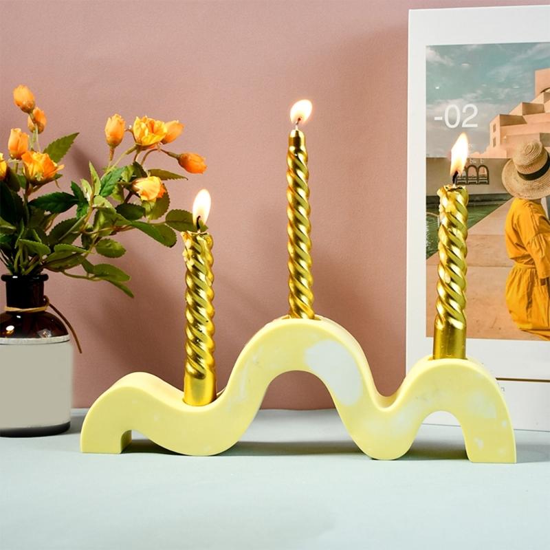 Unique Geometric Curved Silicone Mold Smooth Front Silicone Mold for Geometric Candle Holders and Display Pieces