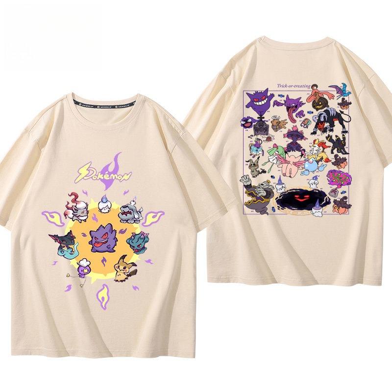 Pokémon Gengar Printing Tee 100 Cotton Tshirt Mens 2026 Summer Fashion Oversize Street Casual Y2K Tops Streetwear Clothing