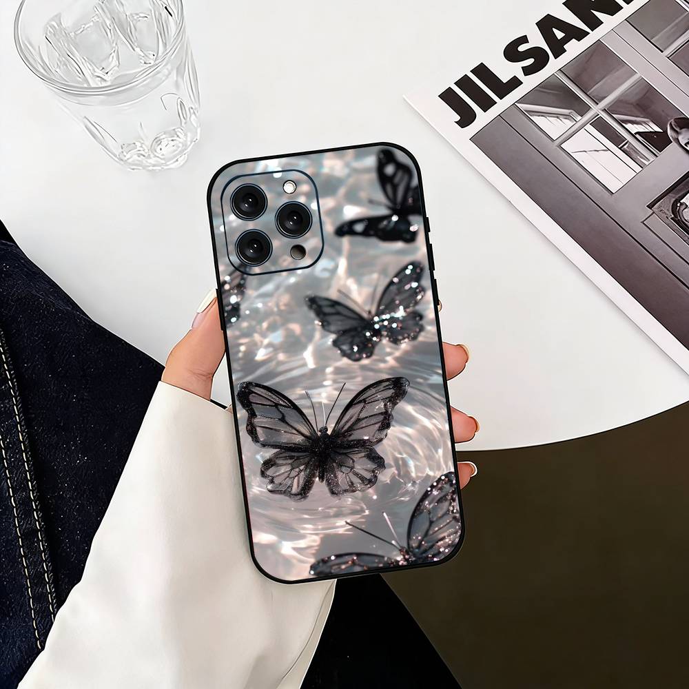 

G-Glow in the dark B-butterfly Phone Case For iPhone 17, 16,15,14,13,12,11 Plus,Pro Max, Others Soft Black Cover iPhone17promax