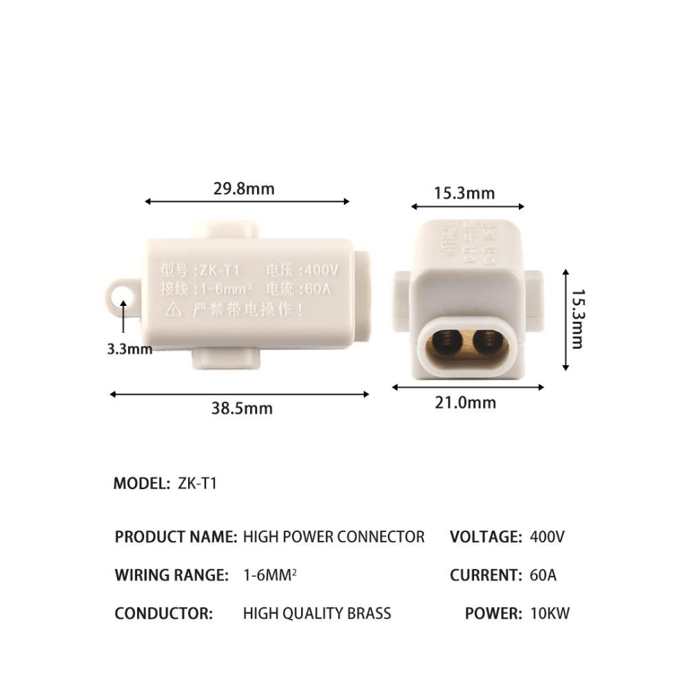 Quick Wire Connector T-Type High Power Terminal Block 60A/400V 1-6mm2 Electric Cable Splitter 100A/1000V 2.5-16mm2 Junction Box