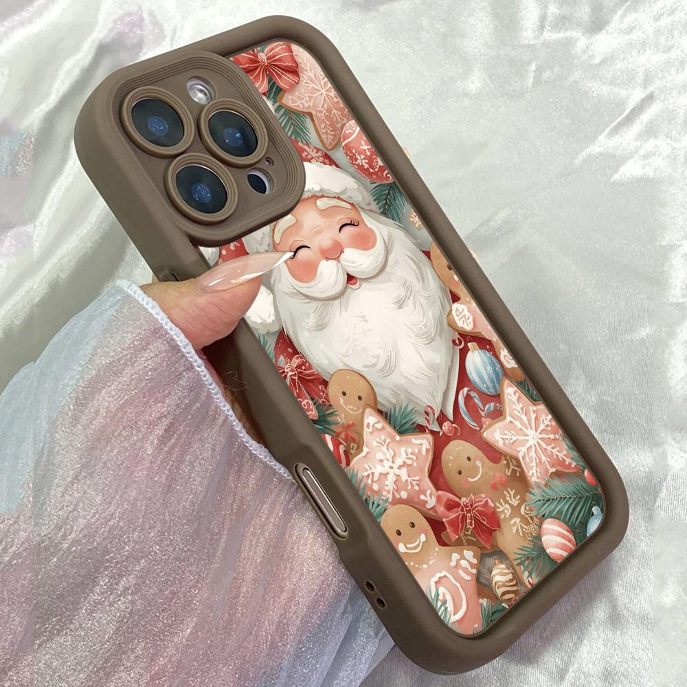

JT407 Pink Christmas Santa Claus Happy Smile Cute for iPhone 17 16 15 14 Pro Max Samsung S26 S25 Ultra A17 A07 A56 A16 Xiaomi 15T Redmi 15c Soft Case Redmi 15C 4G/5G(171.6) коричневий