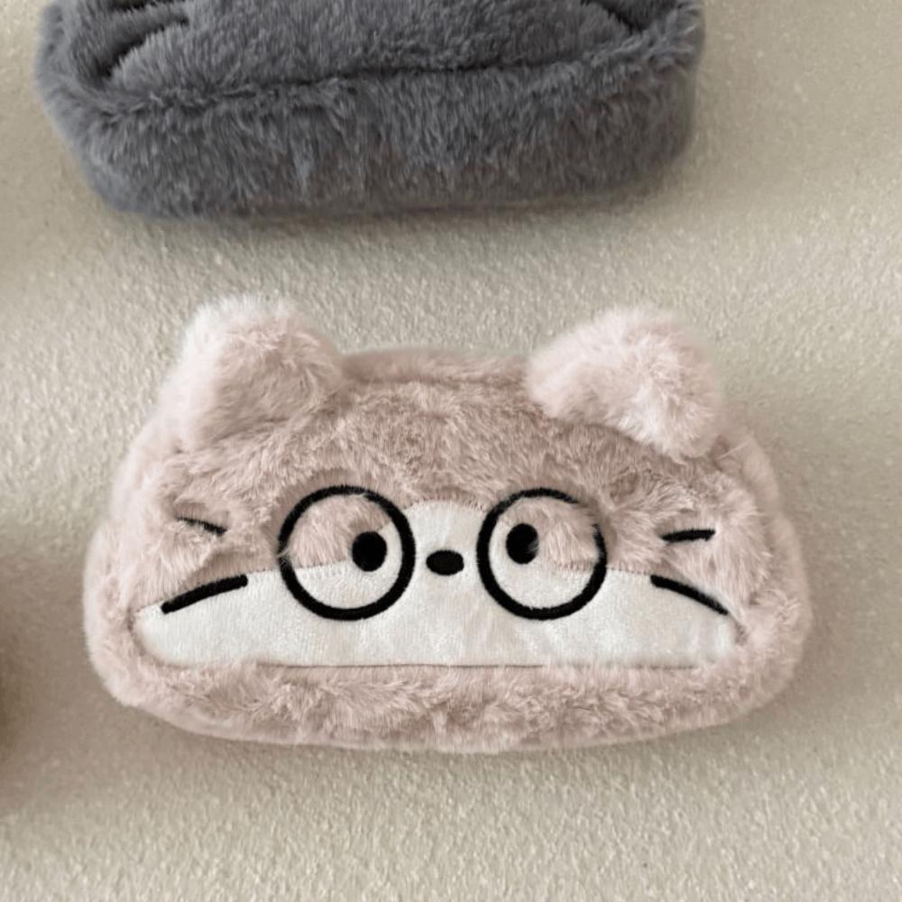 Kawaii Cat Printed Pencil Case Cute Stationery Storage Bag Plush Cat Stationer Bag Student Use