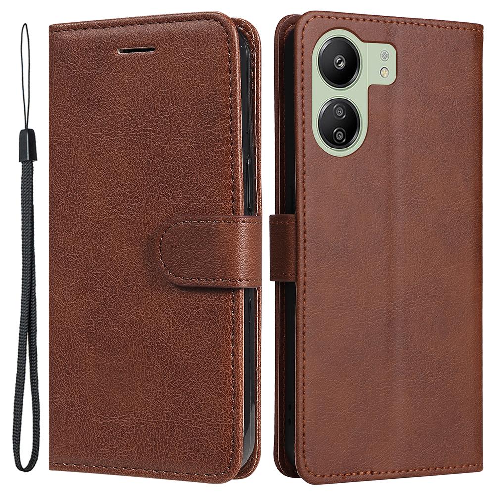 For Xiaomi Redmi 13C 4G/13C 5G/13R 5G/Poco M6 5G/Poco C65 4G Case Solid Color Leather Mobile Cover Wallet Stand with Strap
