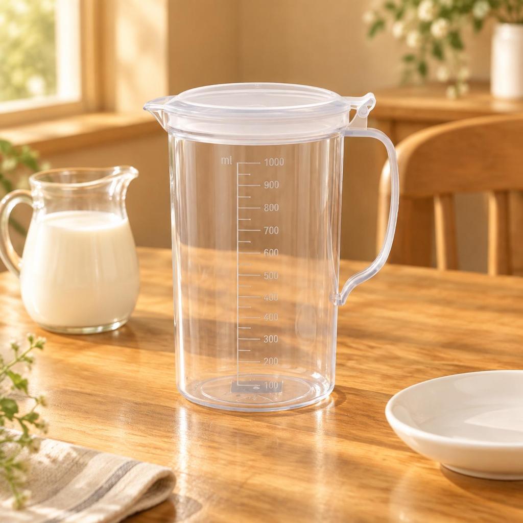 Translucent Microwave-Safe Measuring Cup with Lid Clear