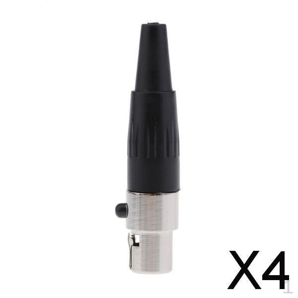 

2xMini 3 Pin XLR Female Cable Connector for Pro Microphones, Black And Sliver , Black, 4