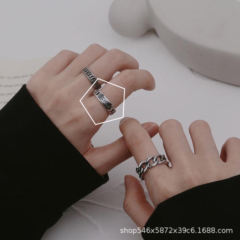 Personalisierter Retro-Ring Damen Kalter Wind Kreative Kette Stern Schlichter Ring Nische Thailändisches Silber Retro-Ring