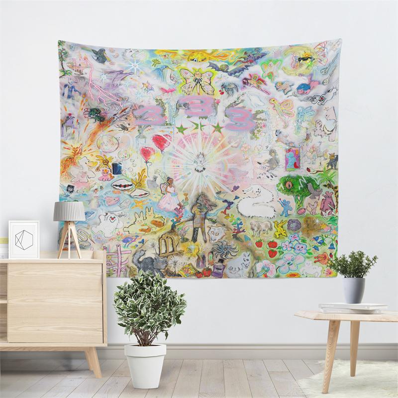 Aertemisi 333 Bladee Tapestry Wall Hanging Art for Bedroom Living Room Decor College Dorm Party Backdrop Home Decoration