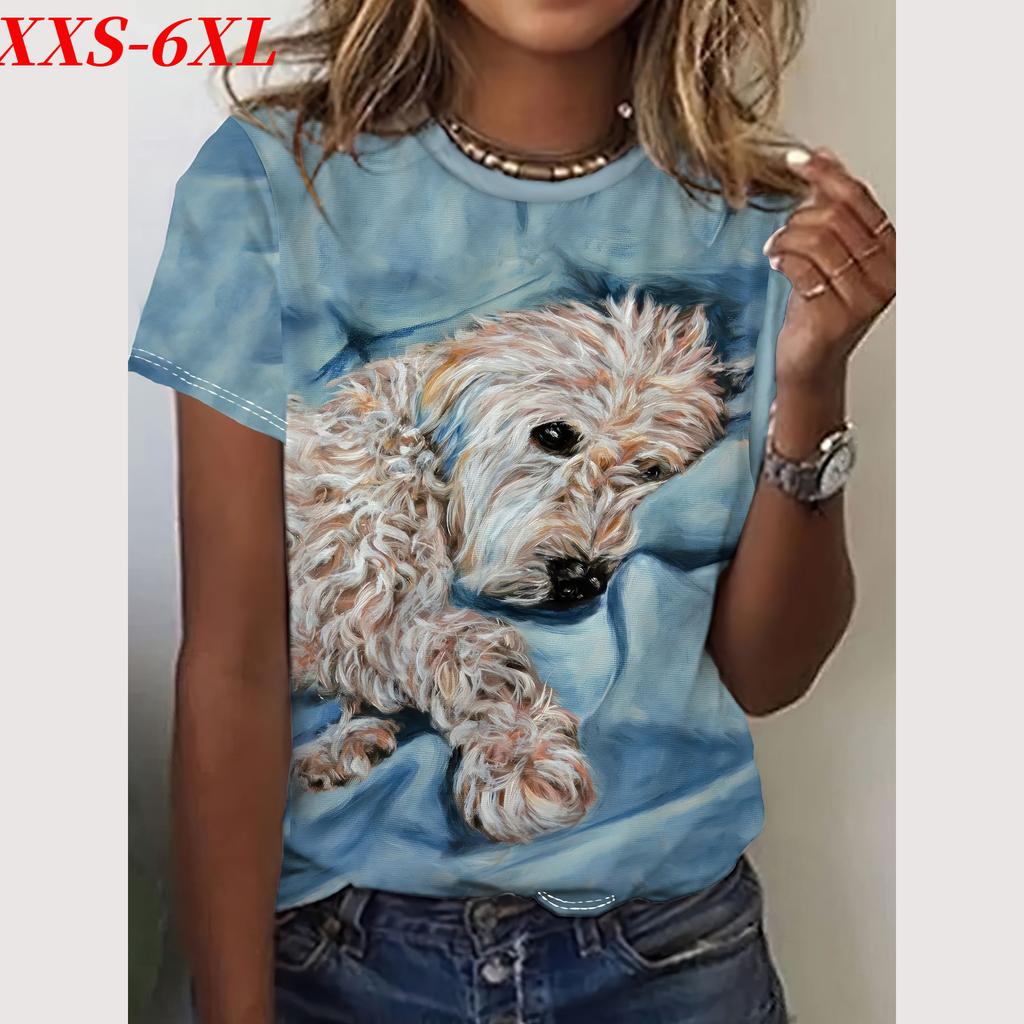 XXS-6XL Plus Size T Shirt For Women Animal Pattern Print O-Neck Tops Outdoor Fashion Women's T-Shirts Pullover Female Clothing