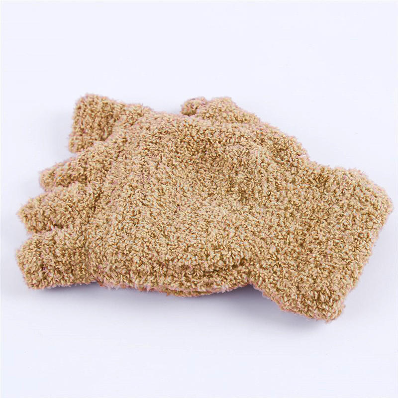 Halbfingerhandschuhe Multifunktional Umschlagbar Niedlich Korallenfleece Warm Kältefest Weich Bequem Damen Winter Warm Damen Handschuhe