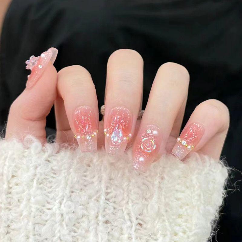 

Маникюр Носить Ноготь 2025 Новый Синий Цвет Банты Наклейки для Ногтей Белый Средняя Длина Длинная Длина Необычная Наклейка для Ногтей на Руках Blush Camellia [Mid Length Long Length] send kit