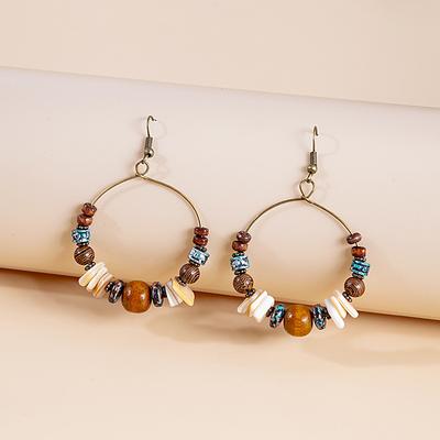 Accessories European and American Fashion Bohemian Handmade Beaded Earrings Retro and Old Bronze Classical Ear Hook Women