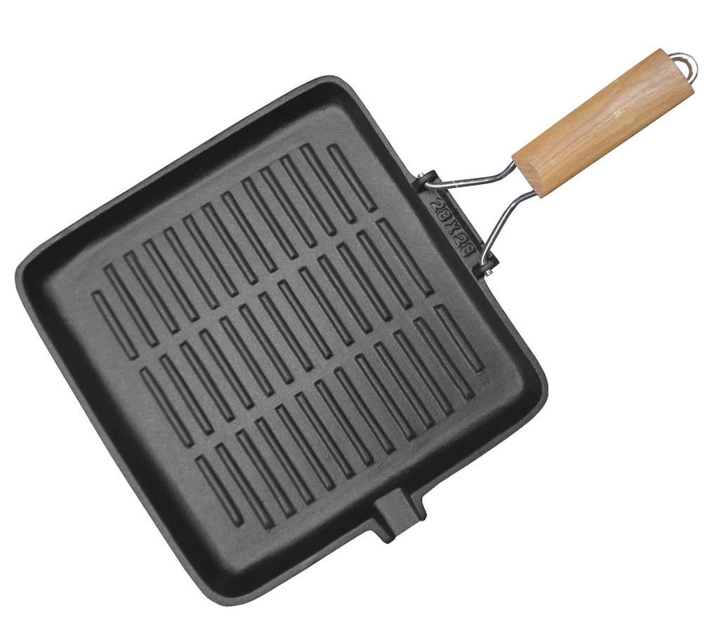 Cast Iron Grill Pan 24cm Induction Heavy Foldable Handle KRISBERG KS-2563