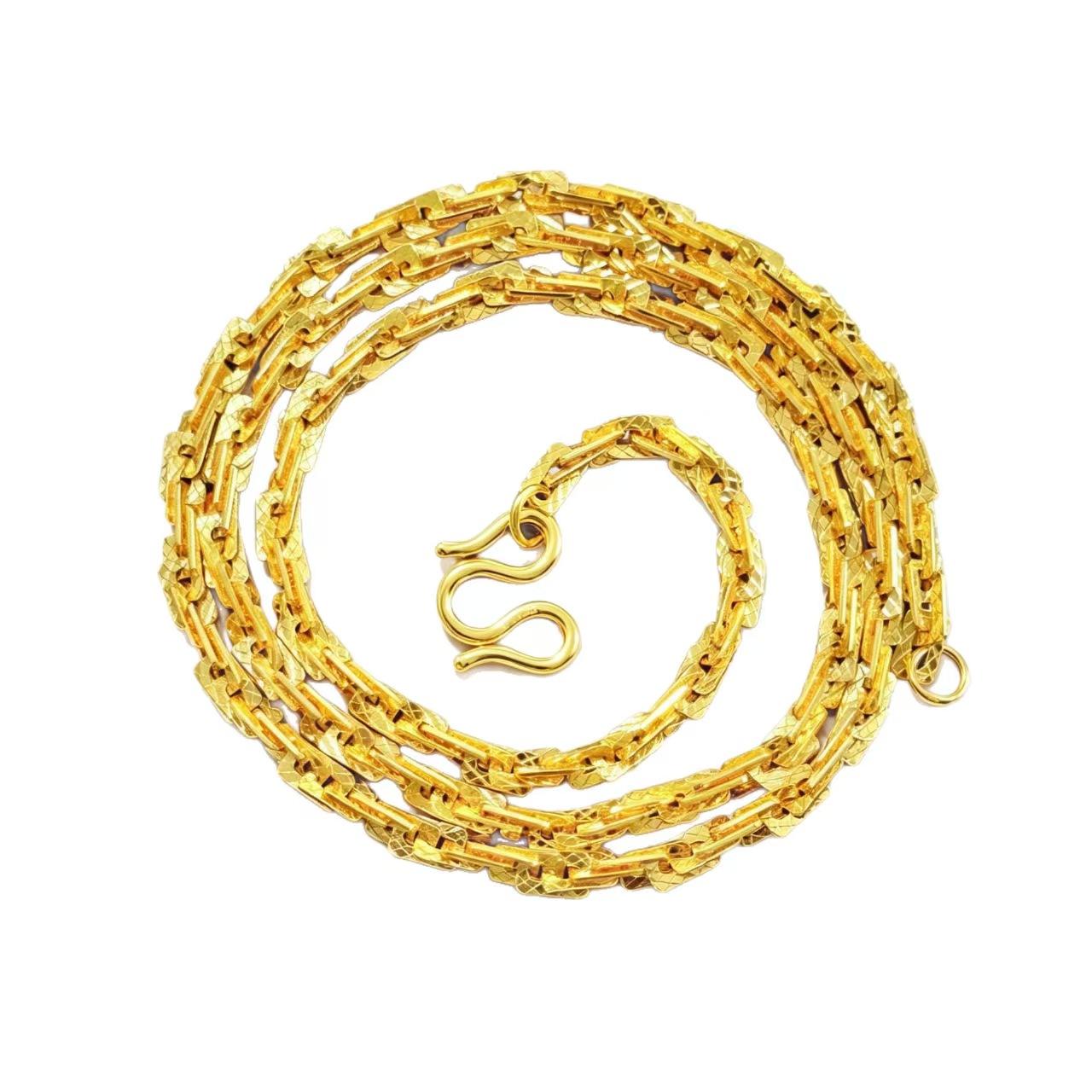 Breite 4mm Italienisch 750 Luxus 18 Karat Vergoldet texturiert Dubai Halskette DIY einfacher Schmuck Herren Damen Party 50cm beige