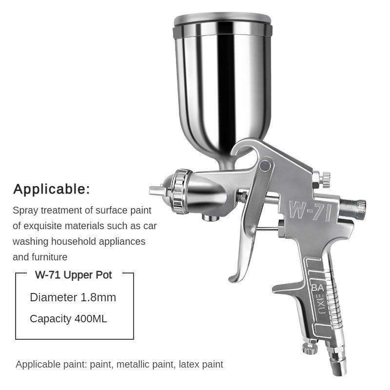 Pneumatische Spritzpistole für Latexfarbe, Automöbel, Reparaturpistole für Decklack, Edelstahl, Spritzpistole mit hoher Zerstäubung