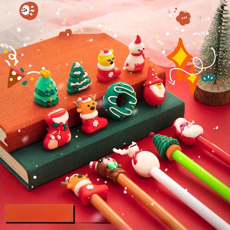 20pcs Christmas Gift Christmas Pen Hat Cubs Christmas Neutral 0.5 Black Student Neutral Pen Stationery