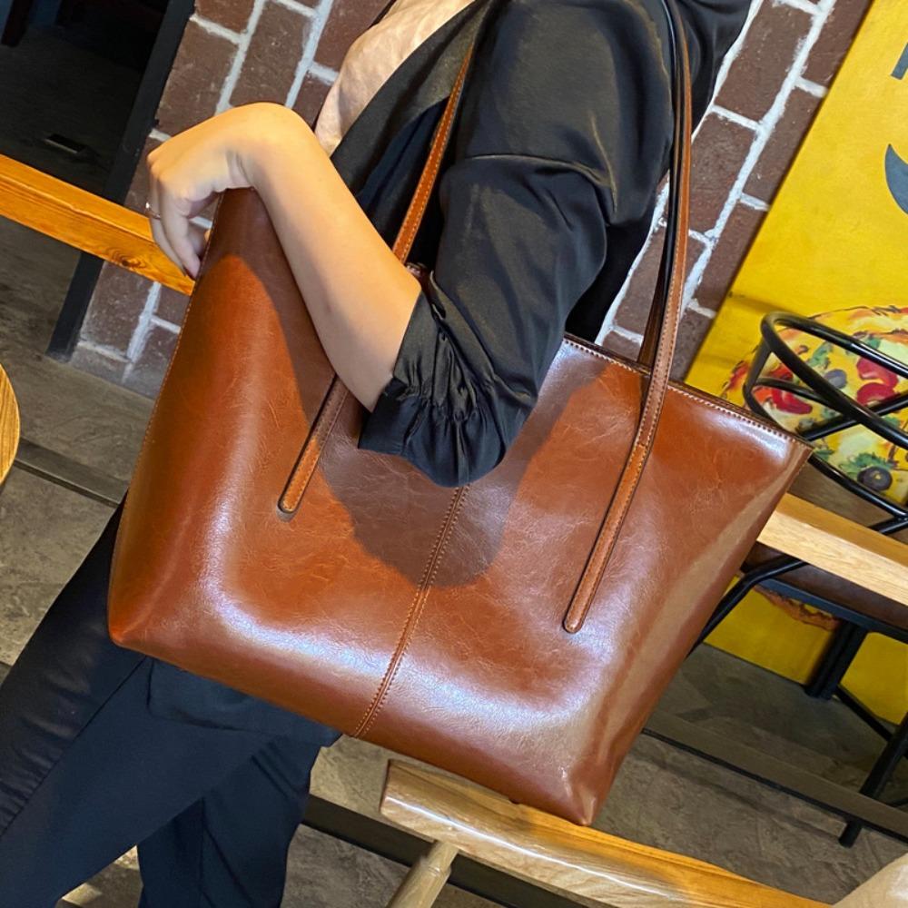 Bag Women's Large Capacity Leather Women's Bag Tote Bag Women's Cowhide Handheld Shoulder Crossbody Bag