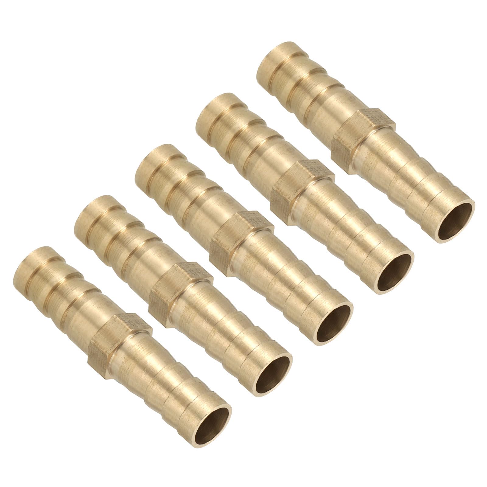 PATIKIL 5/16  Brass Hose Barb Fittings 5pcs Straight Barb Union Fittings Metal Splicer Mender