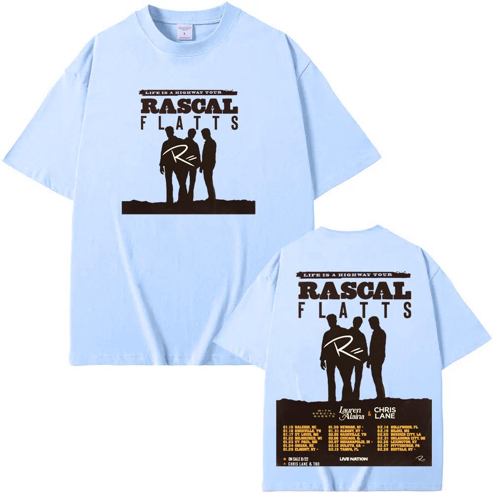 Rascal Flatts Life Is A Highway Tour T-Shirt New 2026 Tour Tee-shirt Sleeve 100%cotton Gothic Tshirt Round Neck Summer Tees