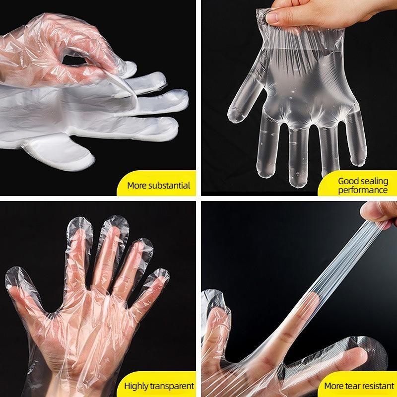 100pcs Disposable Gloves Food Grade Plastic Transparent Gloves for Restaurant Fried Chicken Pizza Gloves Kitchen Tableware