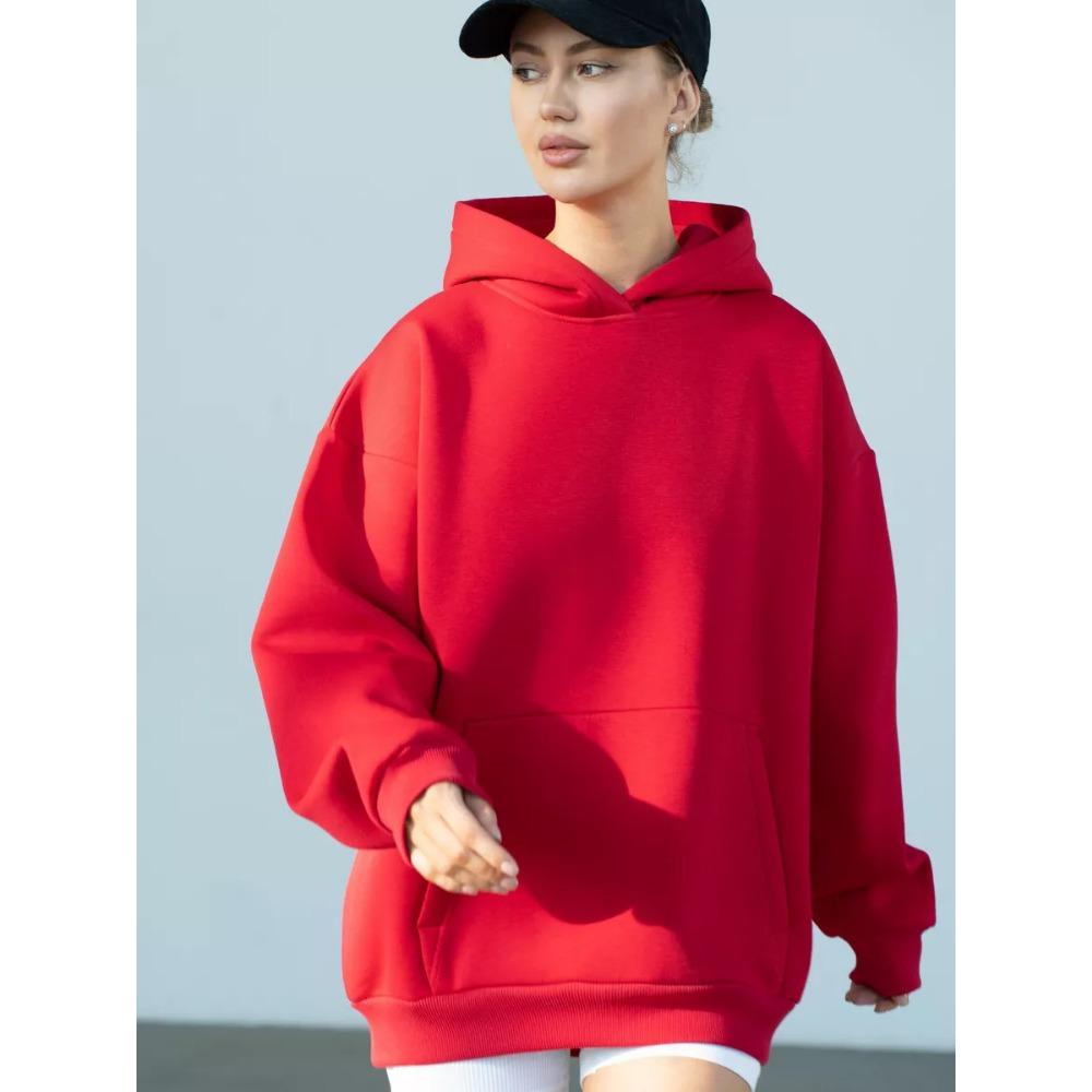 Women's Long Sleeved Hooded Sweatshirt with Loose Fitting Top